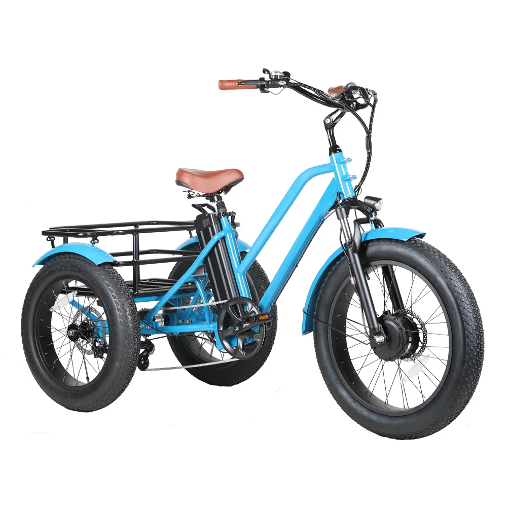 24 Inch Electric Cargo Bike Fat Tire Motorcycle Electric Tricycles E Trike With Differential Speeds