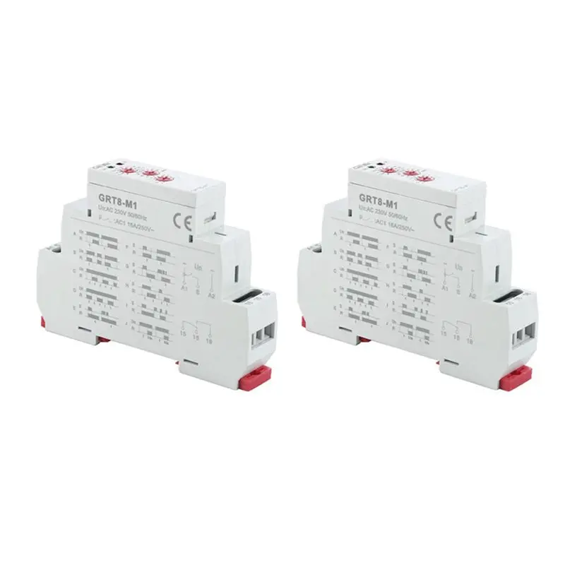 2X GEYA GRT8-M 16A مرحل مؤقت متعدد الوظائف على إيقاف التشغيل، مرحل تأخير قابل للتعديل مع 10 خيارات وظائف، GRT8-M1 AC230V-[A04I]