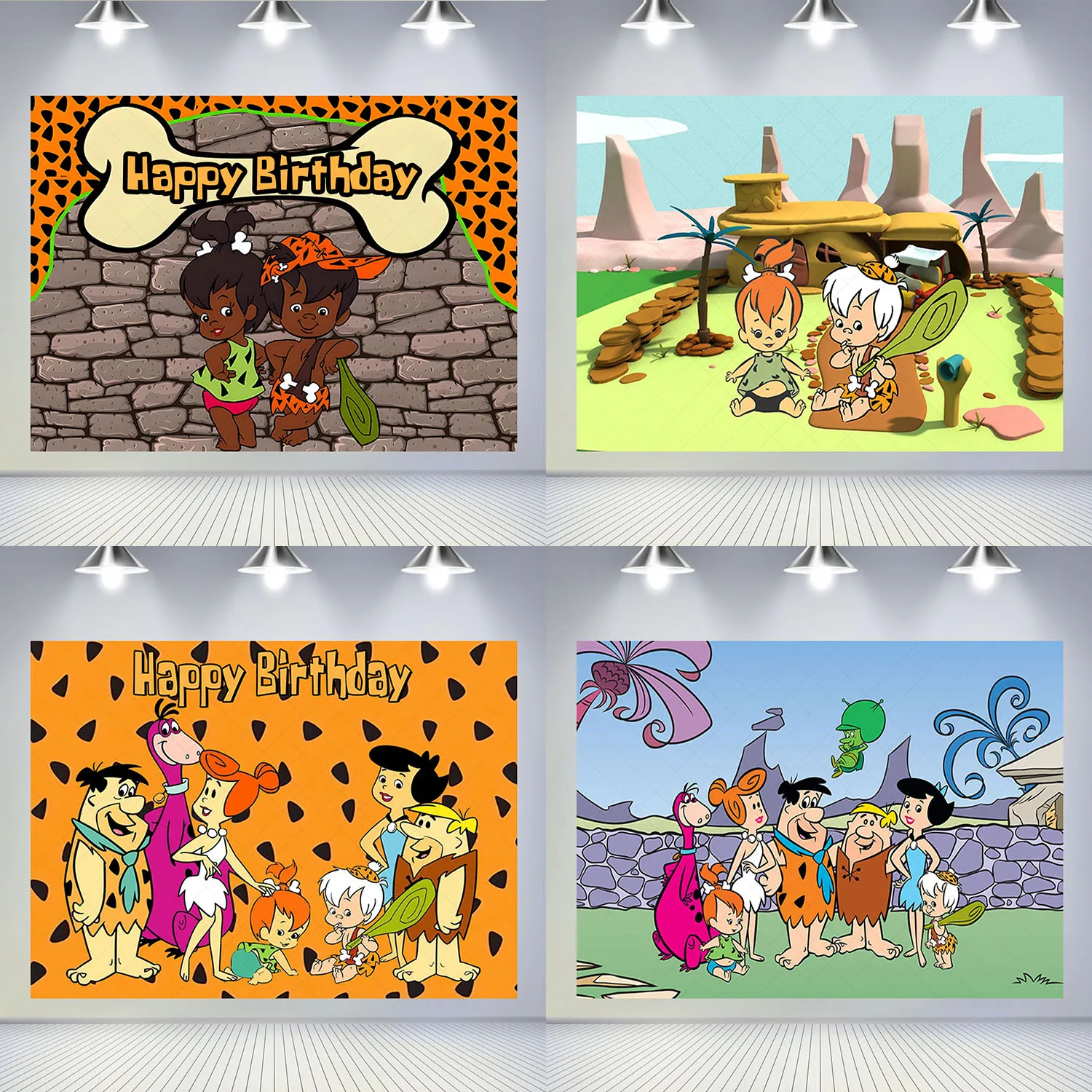 Flinstones Bambam fotografía telón de fondo niños cumpleaños Baby Shower foto telón de fondo decoración Banner vinilo poliéster foto accesorios