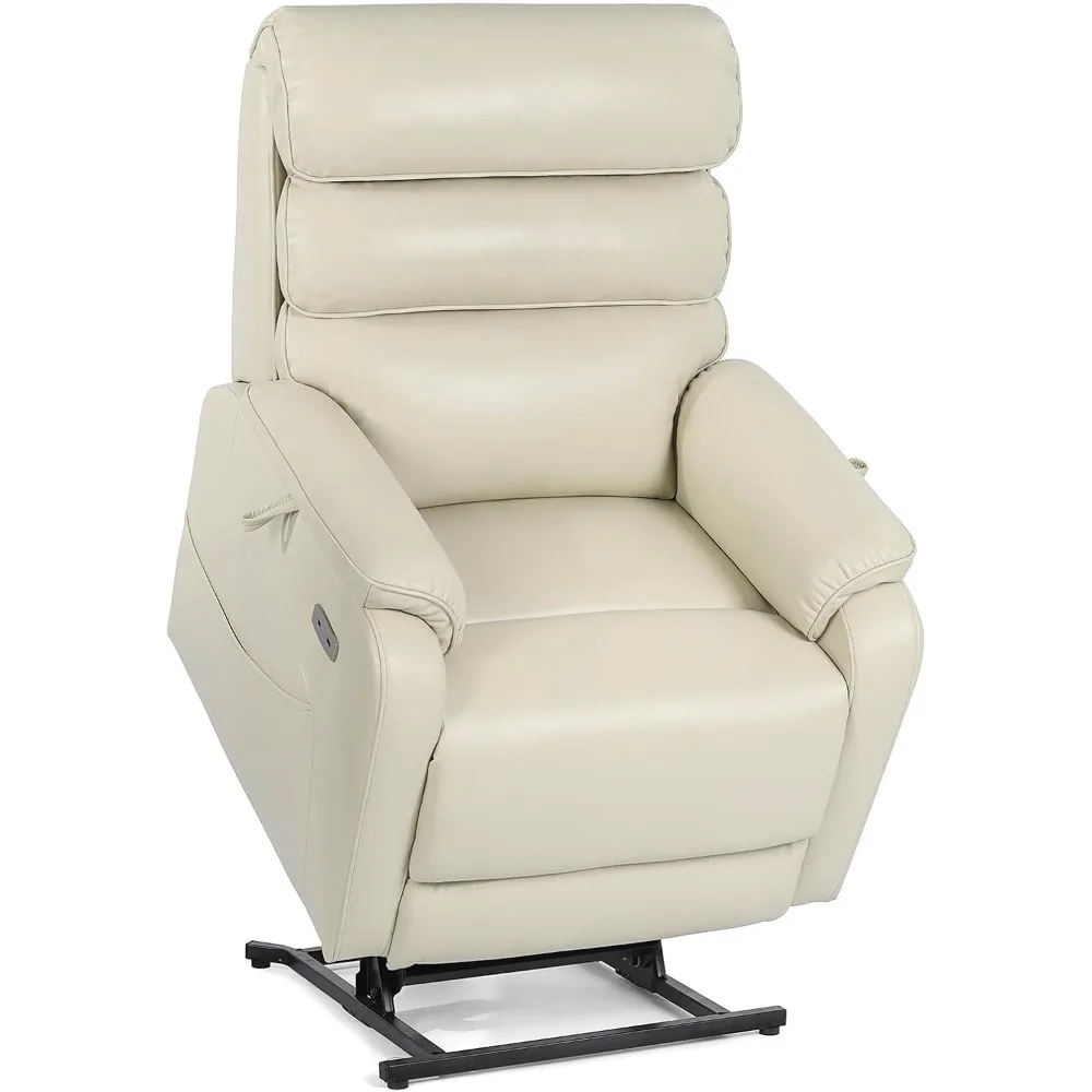 

Dual Motor Lay Flat Power Lift Recliner Chair for Elderly, Leather Electric Lift Chairs for Adults, Power Recliner Lift Sofa wit