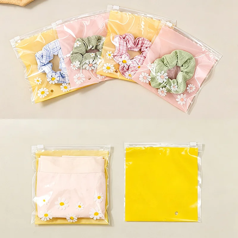 TETP 100pcs Transparent Flower-Pattern Storage Zipper Bags for Hairpins Underwear And Clothing Clear Organizer Packaging Bags