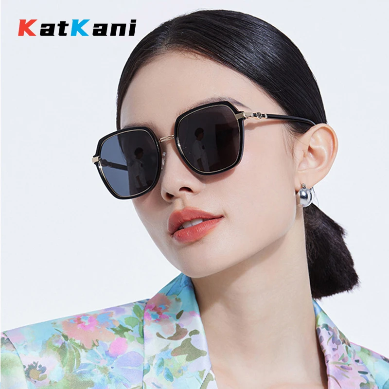 KatKani-Lunettes de soleil polarisées UV400 pour femmes, lunettes de mode rétro, lunettes de contrevenants optiques de luxe, cadre, A0707, nouveau