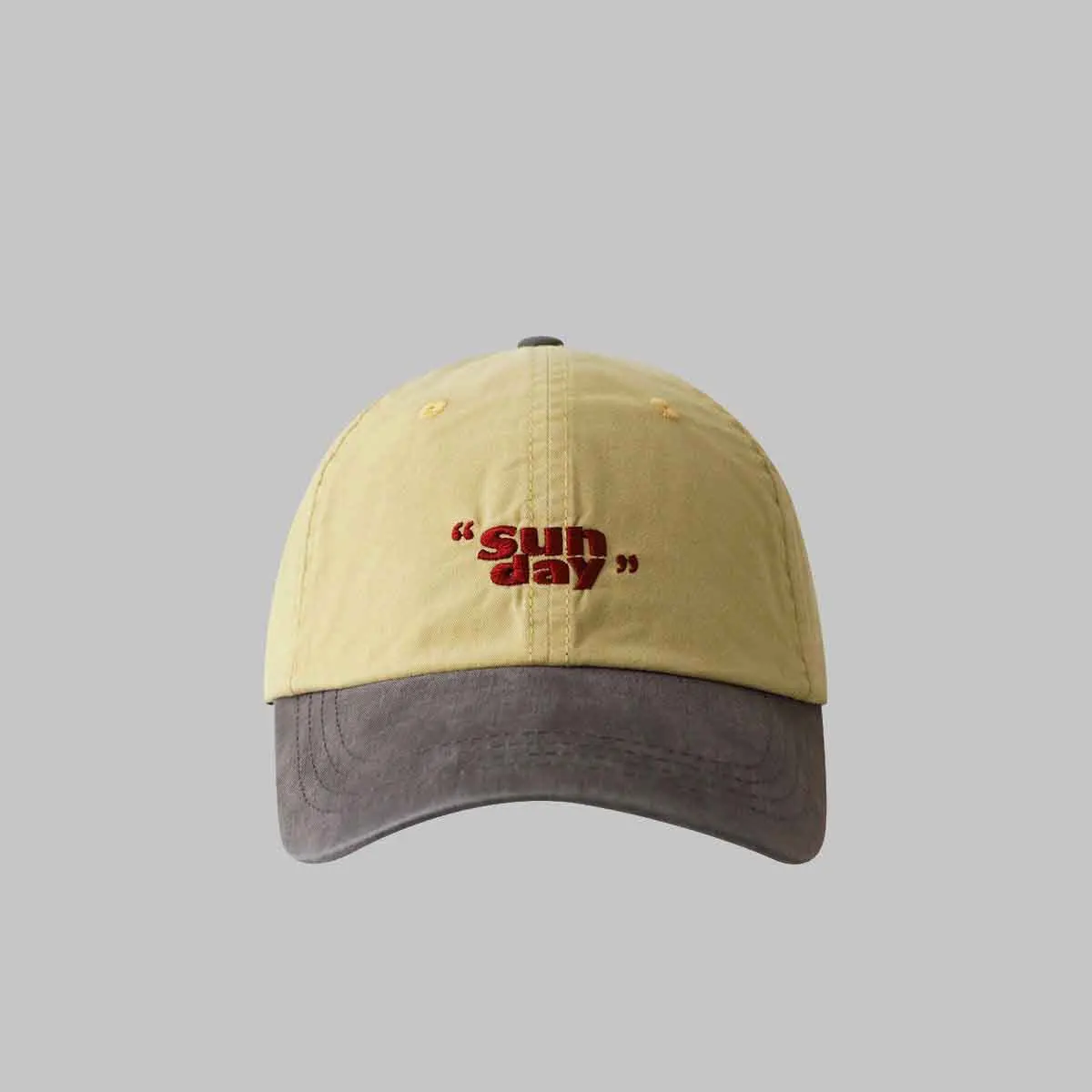 Two Tone Washed Cotton Baseball Cap "Sunday" Embroidery Soft Dad Hat Women Men Outdoor Casual Sun Protection Hat - view 4
