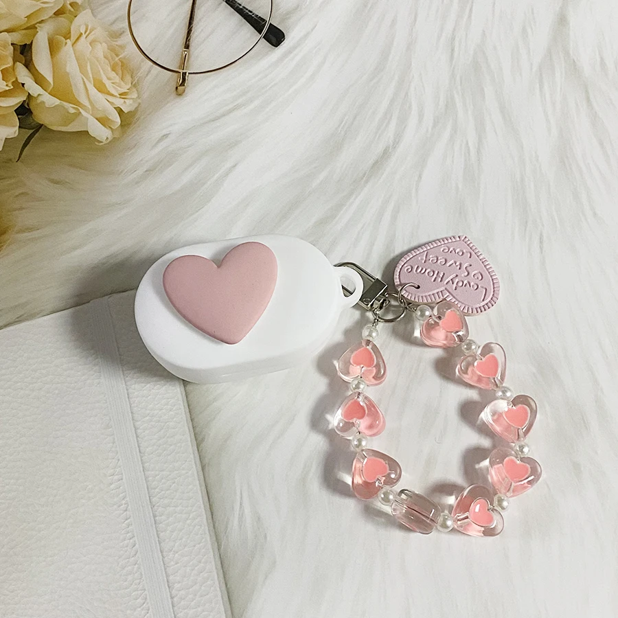 For OPPO Enco Buds / W31 Lite /W11 Case Cute Love Earphone Silicone Cover with WristChain Lanyard Case For OPPO Enco w31