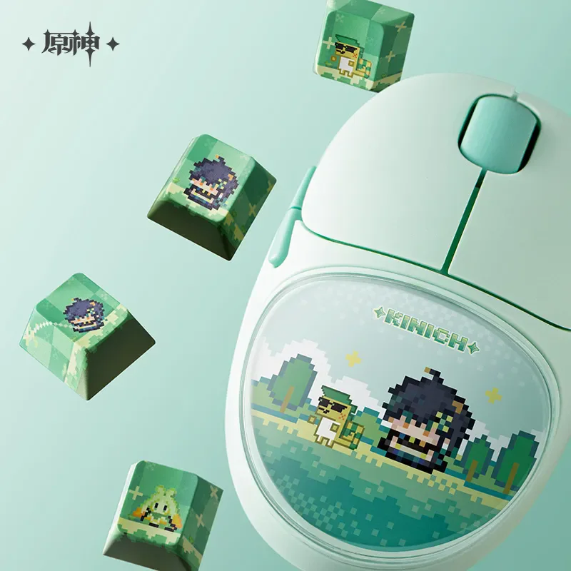 [Genuino] miHoYo Genshin Impact Natlan Pixel Colorati Serie Surroundings Kinich Style Mouse Borsa per computer Distintivo Regali Cosplay