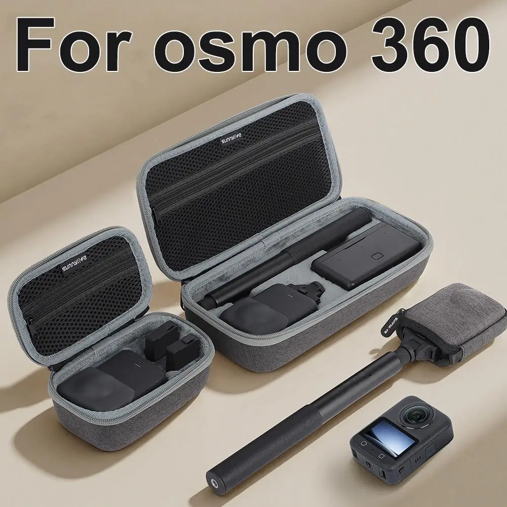 for DJI OSMO 360 Camera Storage Bag Durable Scratch Proof Fabric Soft Suede Lining Mini Half Open Case Fits Selfie Stick Battery