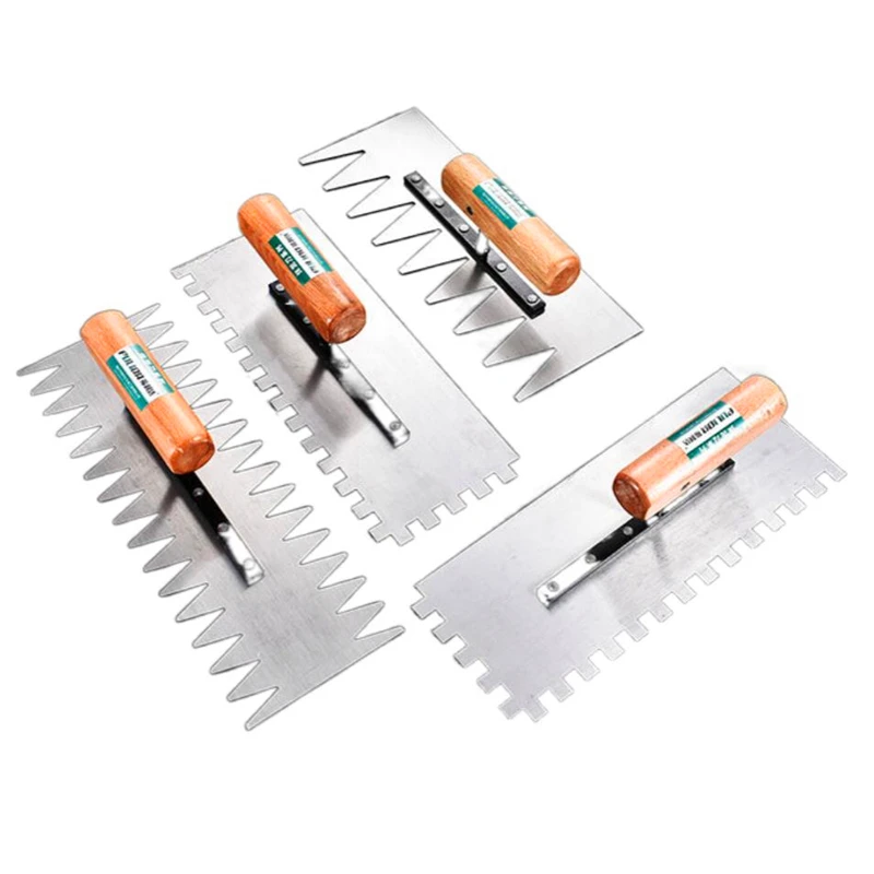 

Tile Tool Notched Plastering Trowel Stainless Steel Tiling Tooth Trowels Drywall Scraper Putty Knife Construction Tools