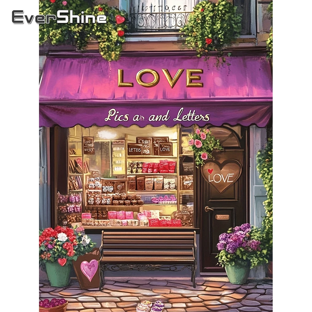 

Evershine Diamond Painting Landscape Picture Of Rhinestones 5D Embroidery Street Full Drill Diamond Mosaic Flower Wall Art