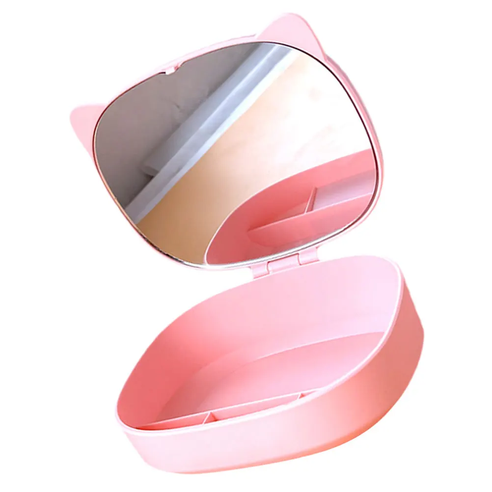 Cartoon Cat Ears Jewelry Storage Box Plastic Compact Multi grid Durable Necklace Earrings ganizer Space saving Home Decor