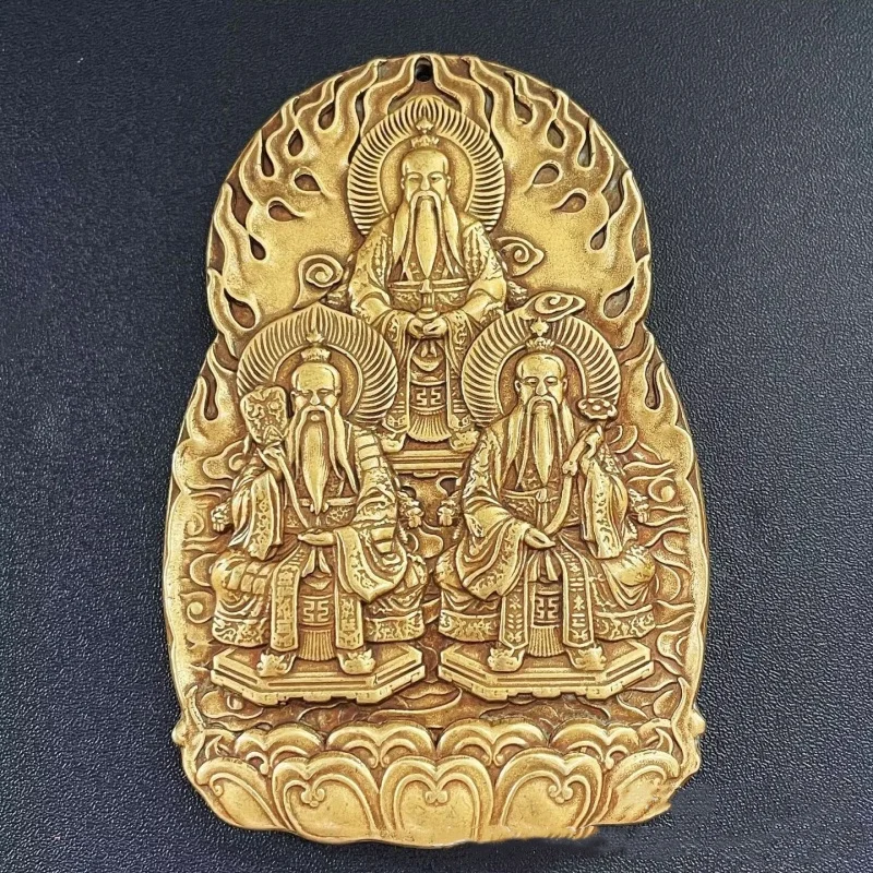 China Antique brass Sanqing Immortal God Statue Taoism Sanqing view three God immortals LaoJun Talisman statue