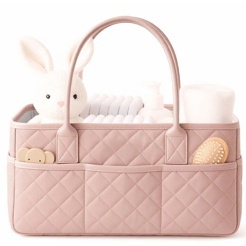 Large Capacity Diaper Organizer Floral Newborn Essentials Nursery Storage Basket Portable Diaper Storage Bag Outdoor Travel