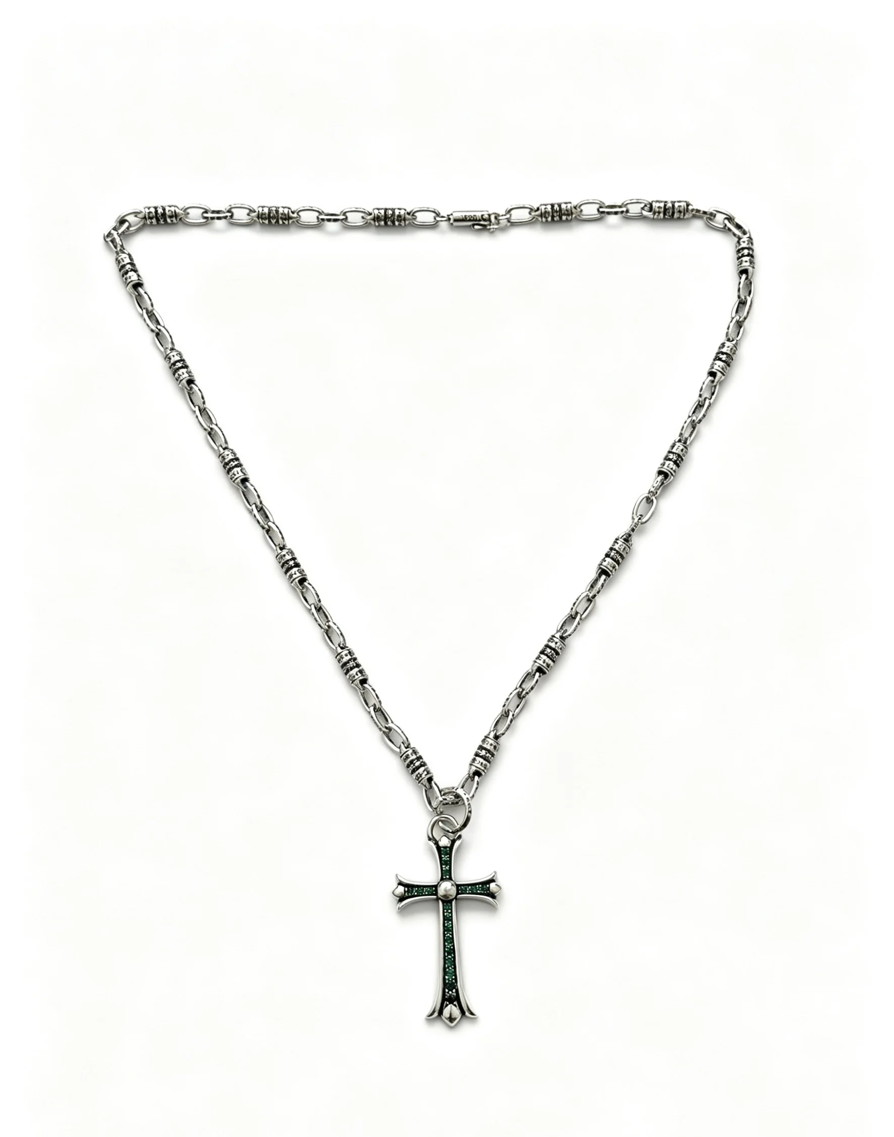 S925 sterling silver retro old charm cross pendant necklace 