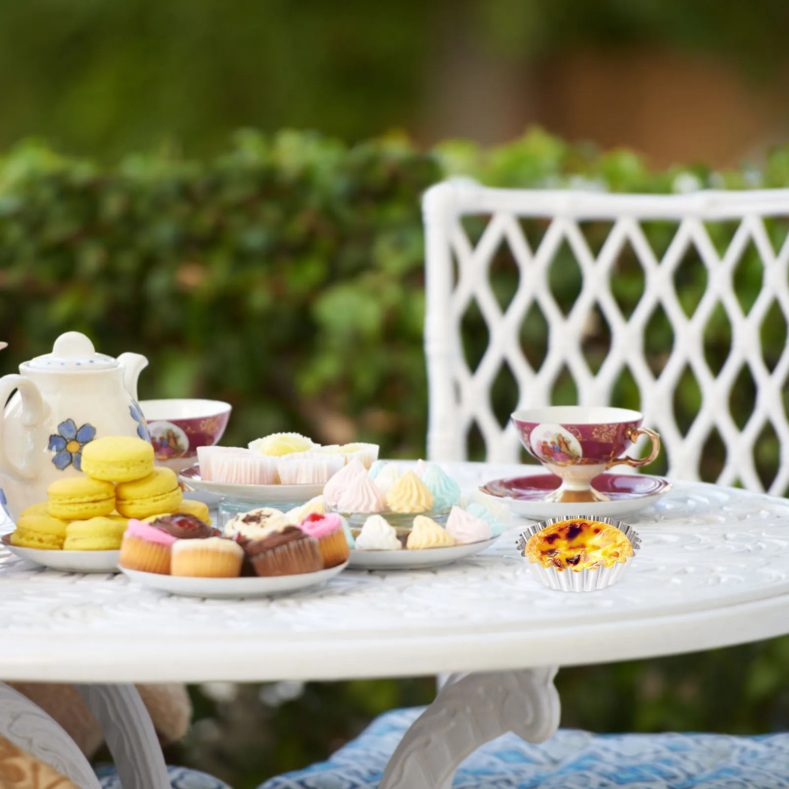 

20pcs Egg Tart Mold Stainless Steel Non-Stick Baking Cups Reusable For Muffin Cupcake Cheesecake Flower Tart Pans Bakeware Tools