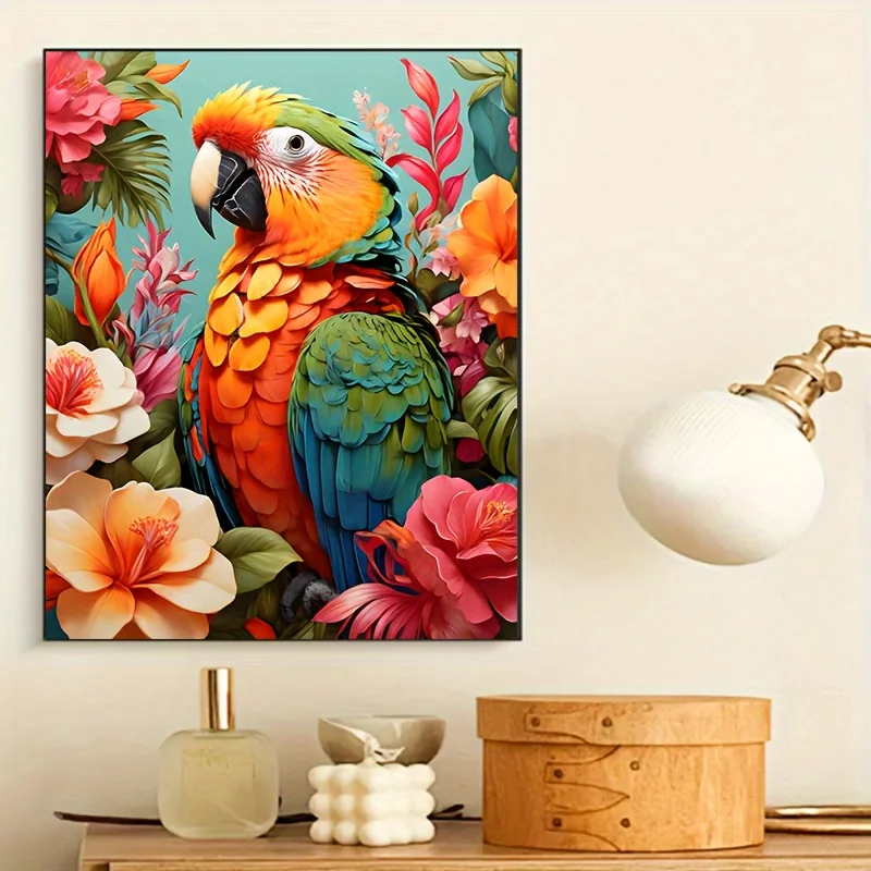 

Набор цифровой масляной живописи «сделай сам» для взрослых — яркие птицы в цветочном дизайне, акриловая живопись, настенное искусство для украшения дома