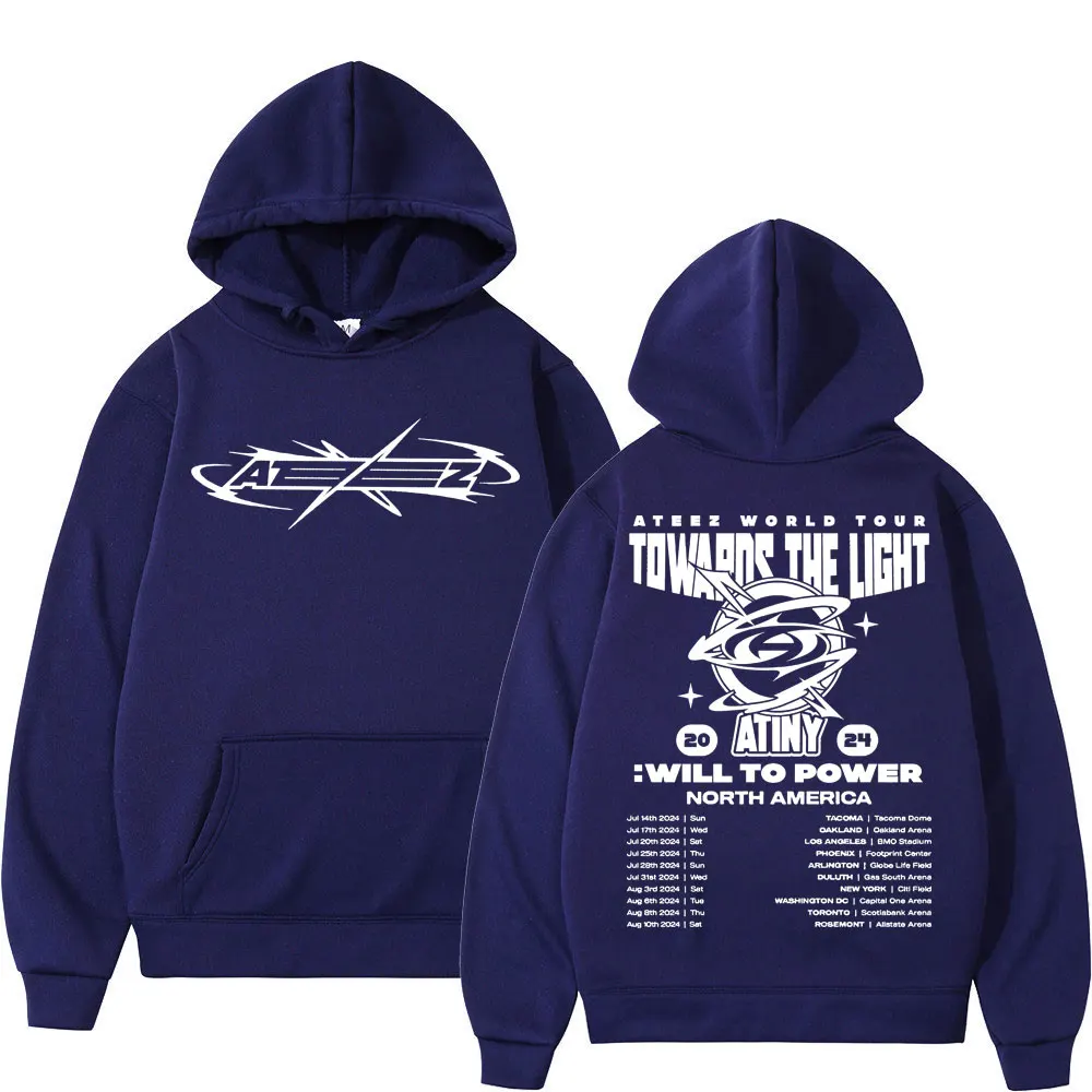 Ateez Towards The Light Will To Power World Tour Print Hoodie Men Women Harajuku Kpop Sweatshirt Fashion Trend Hip Hop Pullovers