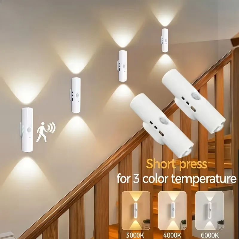 

Перезаряжаемый умный RGB градиентный ночник с магнитным датчиком движения, настенный светильник для спальни, ванной комнаты, шкафа, сада, домашнего декора