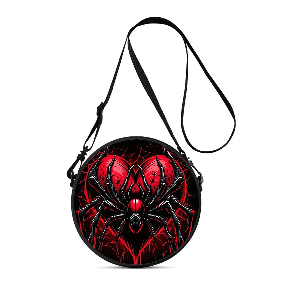 Spider Print Round Shoulder Bag Casual Messenger Bag for Woman Best Gifts 2D Flat Casual Daily Crossbody Bag