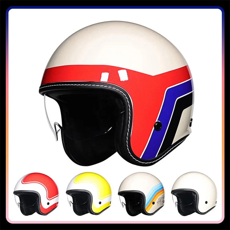 

Retro Jet Helmet Open Face Motorcycle Helmets DOT Men Women Vintage 3/4 Open Half Helmet for Moto Pilot Moped Cascos Para Motos