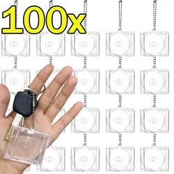 Mini Blank CD Box Keychain Women Men Creative Portable DIY Bag Pendants Transparent Plastic Backpack Decor Fashion Jewelry Gifts