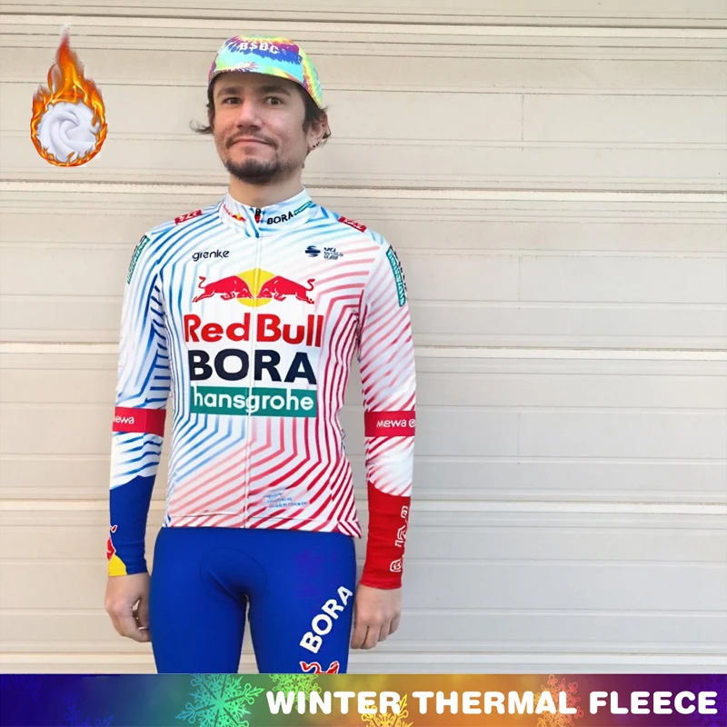 

Зимний термофлисовый велосипедный нагрудник RED BULL, комплект спортивной одежды из джерси, мужская одежда для шоссейных велосипедов, 2025 г., мужская одежда в стиле ретро для велоспорта
