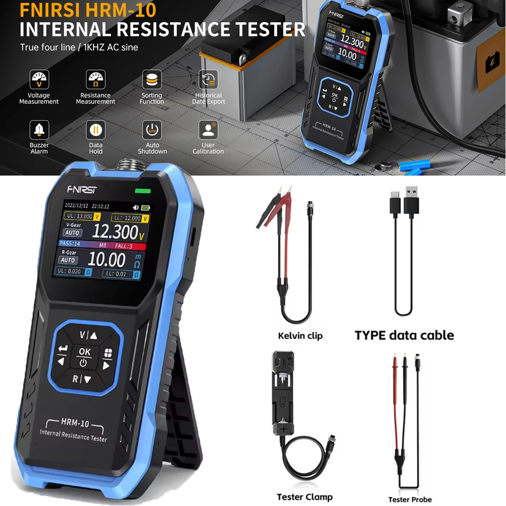 Tester Di Resistenza Interna Batterie FNIRSI HRM-10, Milliohmmetro Per Auto, AAA, AA, Con Display TFT E Registrazione Dati