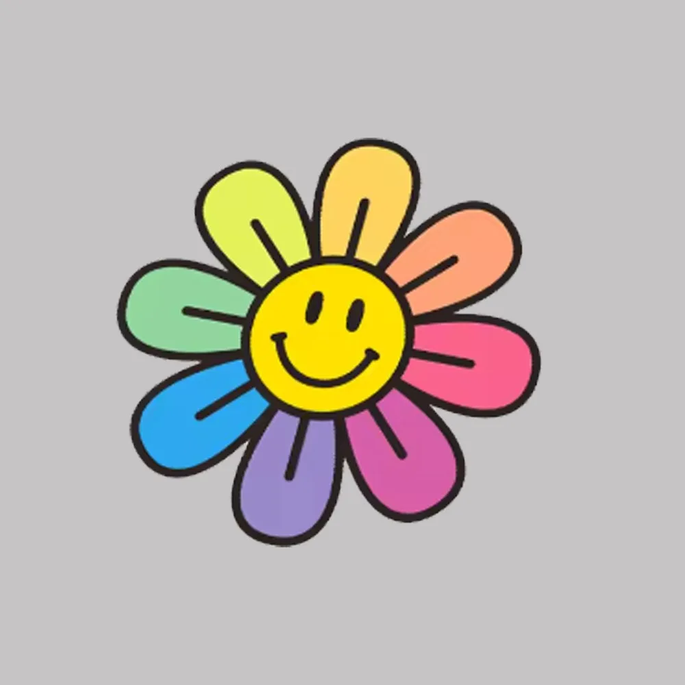 

1PC Rainbow Flower Smiley Face Sticker Colorful Waterproof Vinyl Decals for Car Laptop Decor