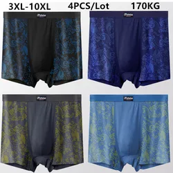 4PCS Men Underwear Plus Size 10XL 9XL 8XL 7XL 6XL 160KG High Waist Boxershorts Printing Pantie Soft Modal Underpants Male Shorts