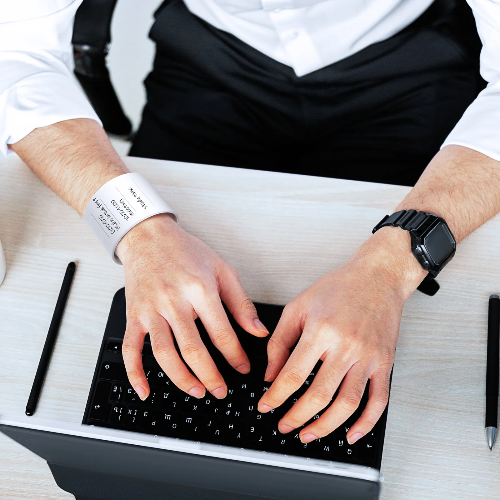 

2 Pcs Memo Bracelet Erasable Reminder Dry Erase Wrist Bands To-do Wristband Strap