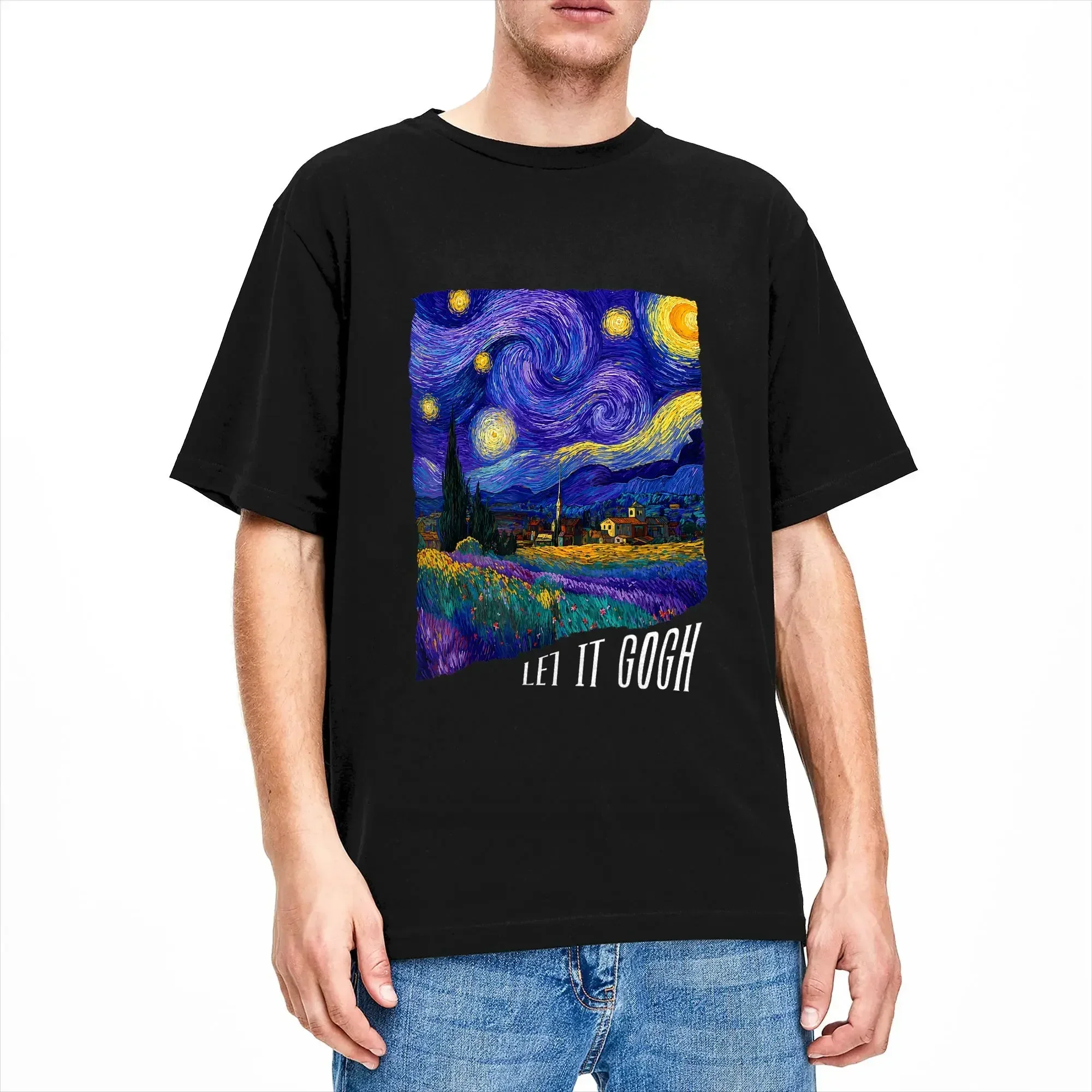 Vintage Let it Gogh 2026 Art T-Shirts Men O Neck Cotton T Shirts  Short Sleeve Tee Shirt Adult Clothes