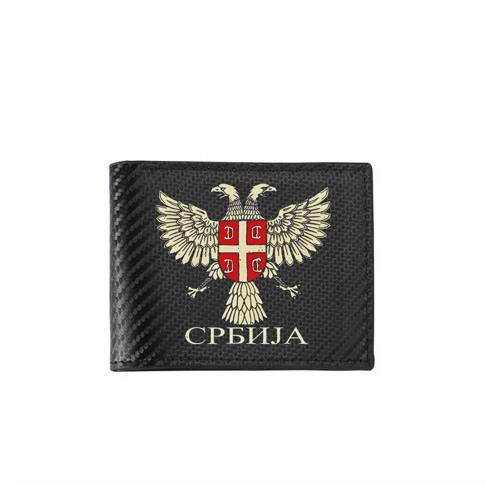 Two headed eagle shield cross Serbia Men's Wallets Simple Business Modern Stylish Printing Design Gifts For Father Boyfriend Chr