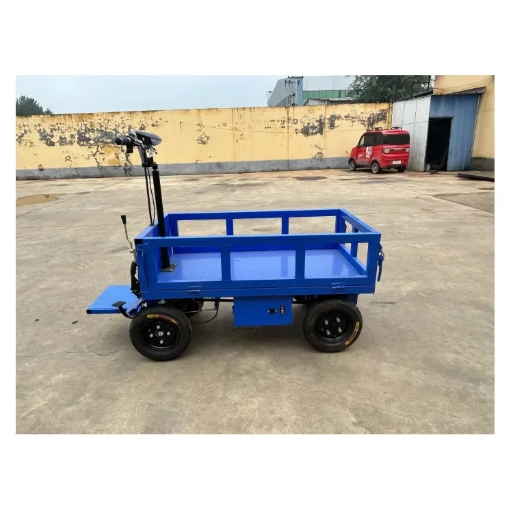 Electric Warehouse Transportation 4 Wheels Platform Cart Electric Garden Wagon Cart