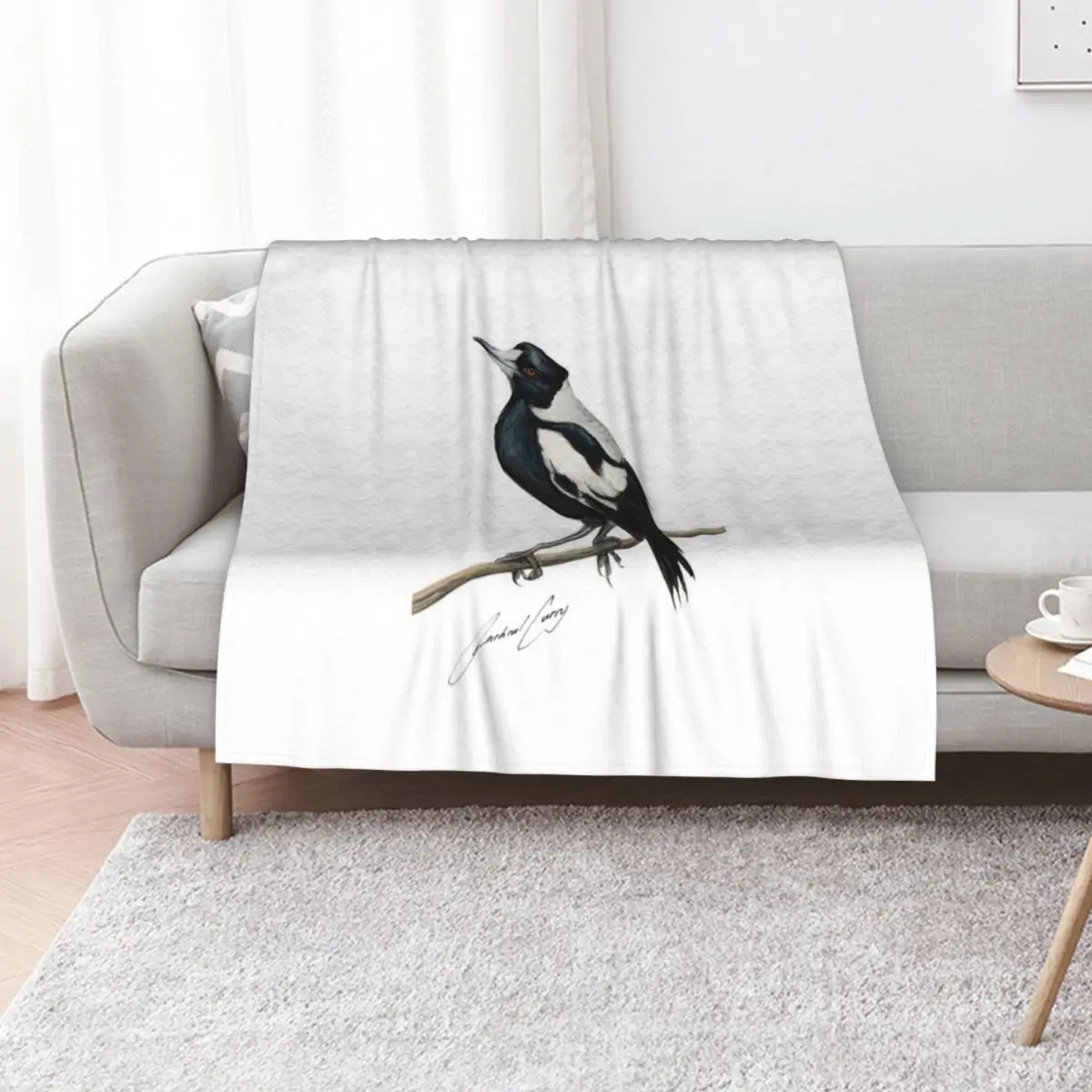 Magpie , Australian bird art with artists signature Throw Blanket Sofa Throw Hair Kid'S Personalized Gift blankets ands Blankets