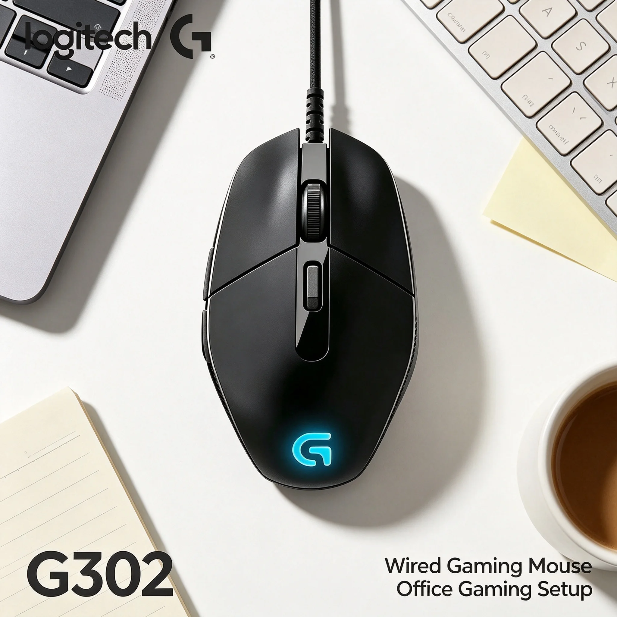 Logitech G302 Gaming Mouse USB Wired Rapid Input Response Daedalus Prime for Valorant CS2 PUBG MOBA FPS Laptop Game Player