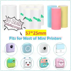 10 Roll 57x25mm Mini Thermal Printer Sticker Paper for Photo Journal Notes Memo Mini Printer Paper Thermal Printer Sticker Paper