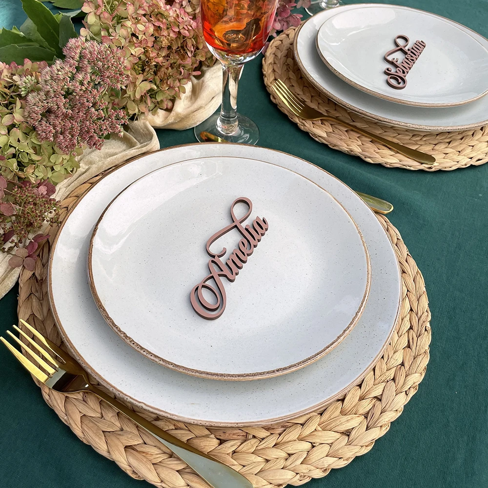20Pcs Personalized Wooden Wedding Place Name Cards Custom Party Decoration Settings Guest Name Tags  Wooden Acrylic Label