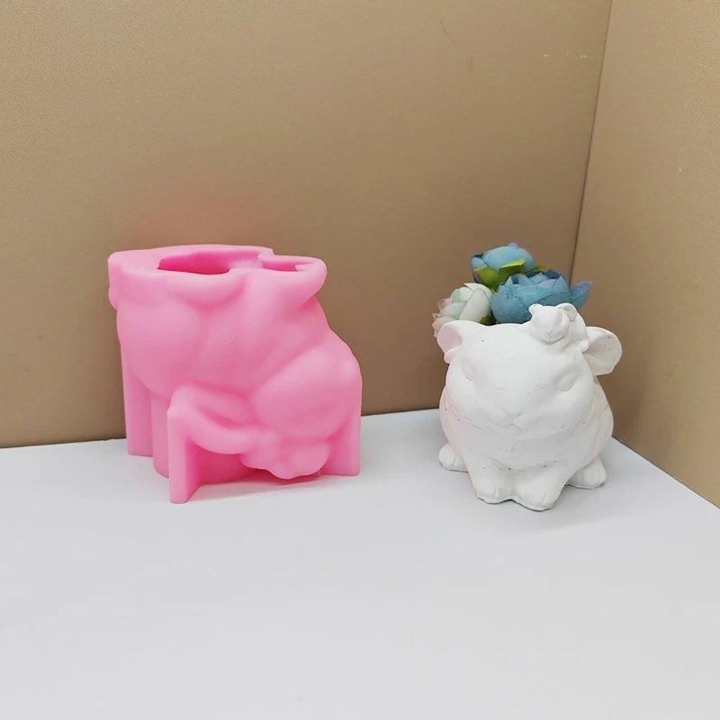 Silicone Mold Flower Pots Mould Pen Holder Cement Ornament Animal Planter Molds