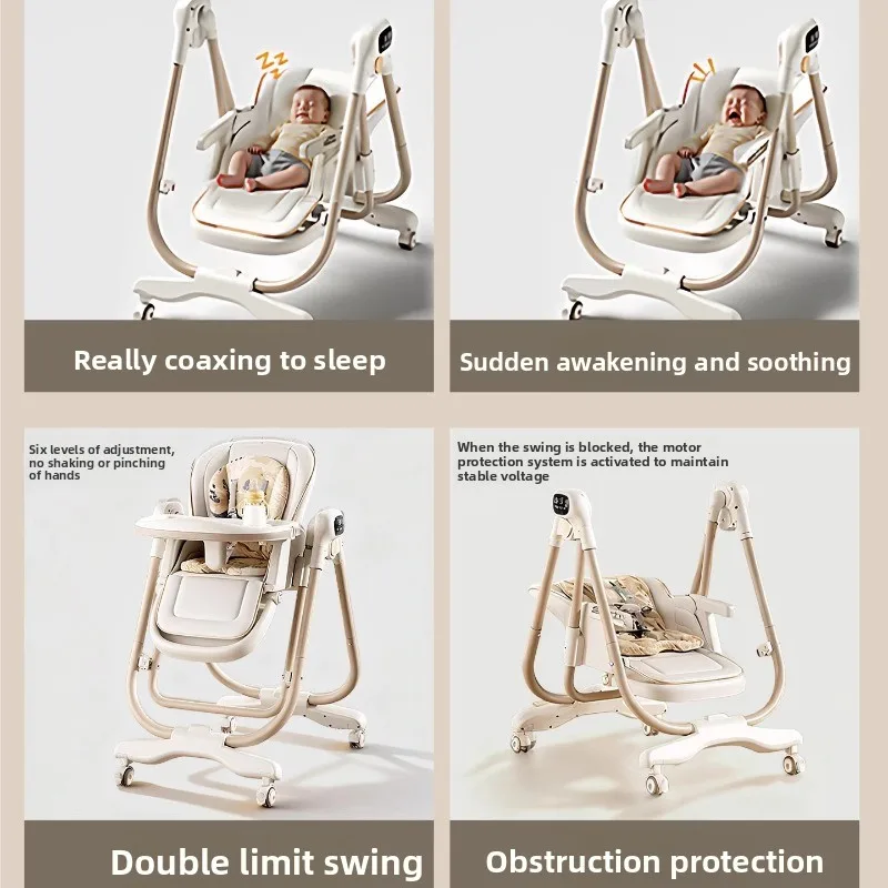 2 in 1 Dining Chairs Baby Swings Multifunctional Foldable Baby Seat Portable Kids Dining Table Electric Rocking Chair for Baby