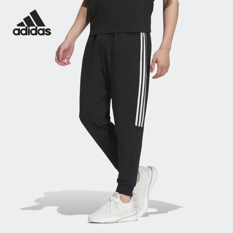 Adidas Sweat Wicking Button Zip Waist Skinny Fit Slant Pockets Walking Trousers IA8182
