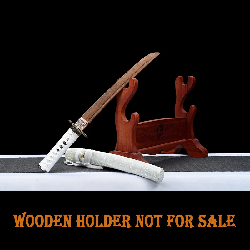 Custom-made Wooden Iaito Training Sword for Childern Used, Home Decor, Tanto, Full Size Small Sword, Type A, Metal Fitting,White