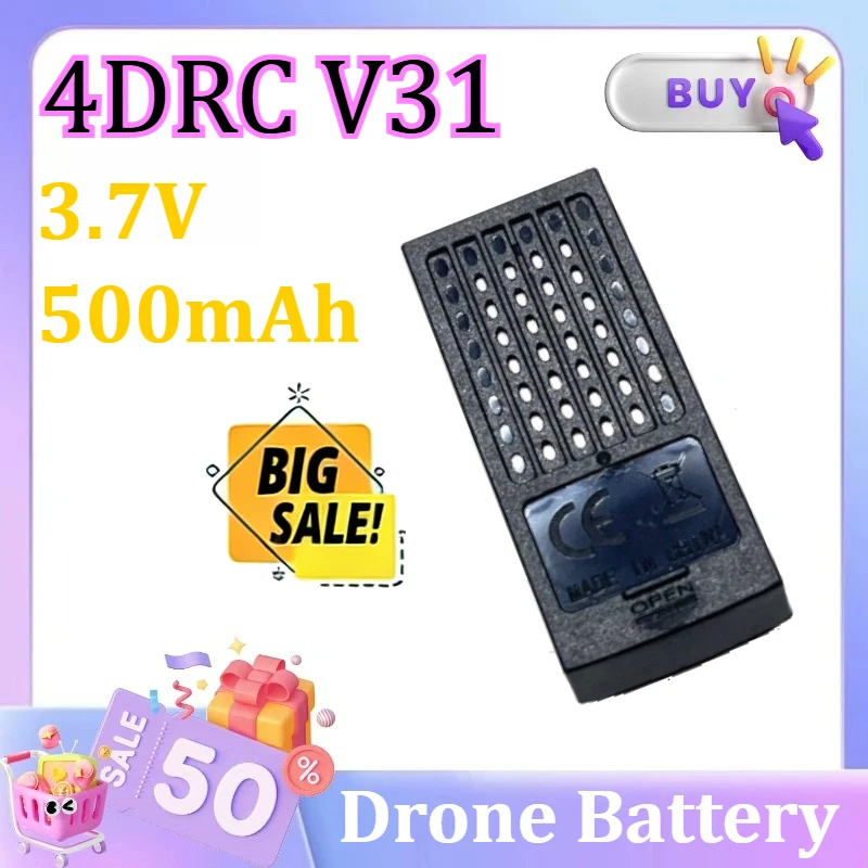 

4DRC V31 3.7V 500mAh Remote-controlled Aircraft Fighter Plane Shock-resistant Foam Glider V32 Battery Accessories HC833 Battery.