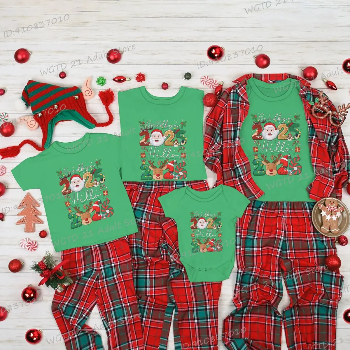 Goodbay 2025 مرحبا 2026 طباعة تي شيرت النساء الرجال السنة الجديدة رحلة عائلية مطابقة الزي للآباء الاطفال عيد الميلاد القطن داخلية