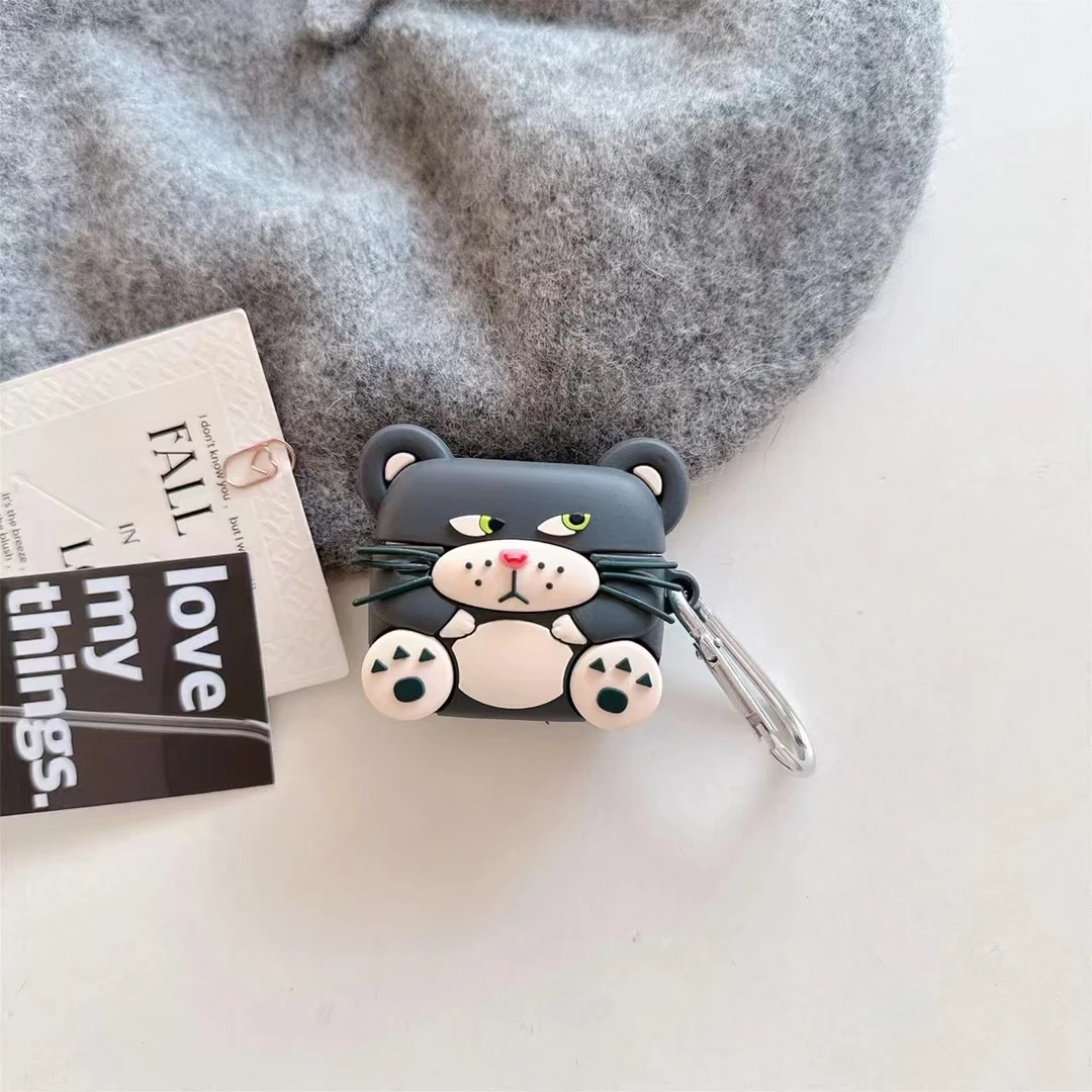 Cartoon Cute Lucifer the cat  Silicone Earphone Case For Airpods 3 2 1 Pro  Wireless Headphones Cover Soft Cases funda