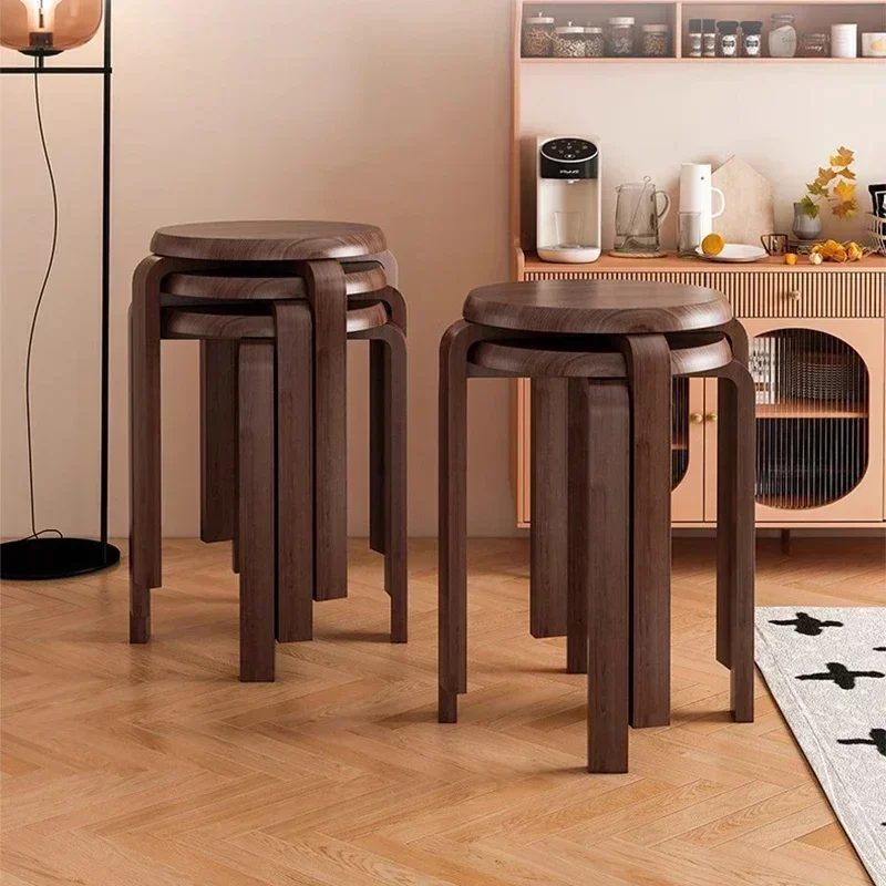 High Kitchen Stool Room Furniture Wood Storage Chair Gamer Chairs Dining Wooden Vintage ChairTabouret Design Round Office