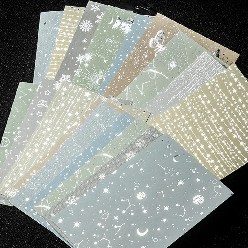 Mr Paper, 2 stijlen van 30 vellen / zak Walking the Galaxy-serie van hete zilveren achtergrondmateriaal sticker journaling briefpapier