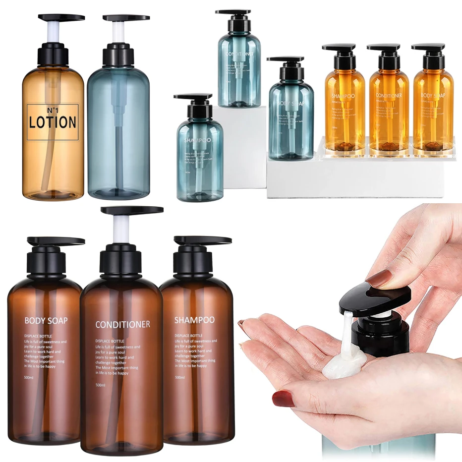 3Pcs/set Shampoo Dispensers Bathroom Body Soap Dispenser Refillable Shower Shampoo and Conditioner Press Empty Bottle 300ML/500M