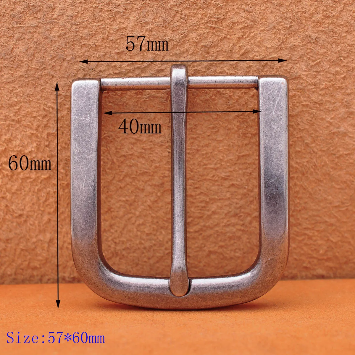 Alloy Classic End Bar Prong Pin Clip Buckle Men Leather Belt Replacement Old Silver Belt Buckle 60*57MM (INNER 40 MM)