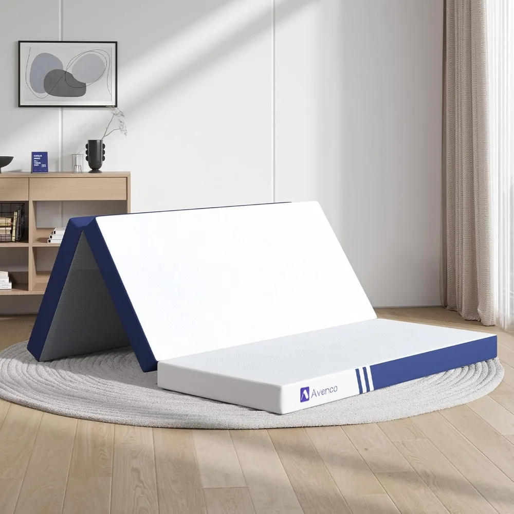 

Foldable Mattress Queen, Folding Mattress 4 Inch Memory Foam, Trifold Mattress Portable with Removable Cover & Detachable for G