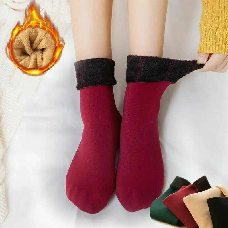 1pairs Women Winter Thicken Warm Short Socks Thermal Cashmere Wool Socks Nylon Snow Velvet Boots Home Floor Calcetines Mujer