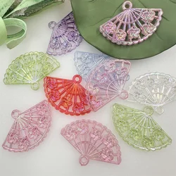 10pcs Gilded Edge AB Color Rose/Fan Loose Beads Handmade Materials DIY Jewelry Accessories