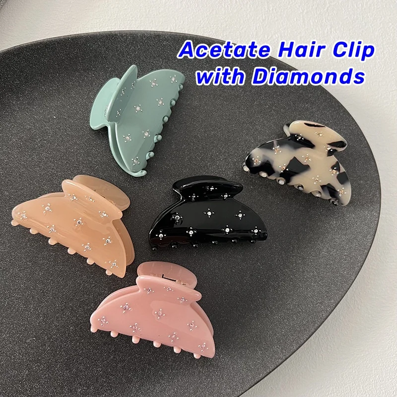 Shark Hairpin Starry Hair Claw for Women Acetate Claw Clip Rhinestone Gradient Color Starfish Hair Clip Claw Hair Accessories